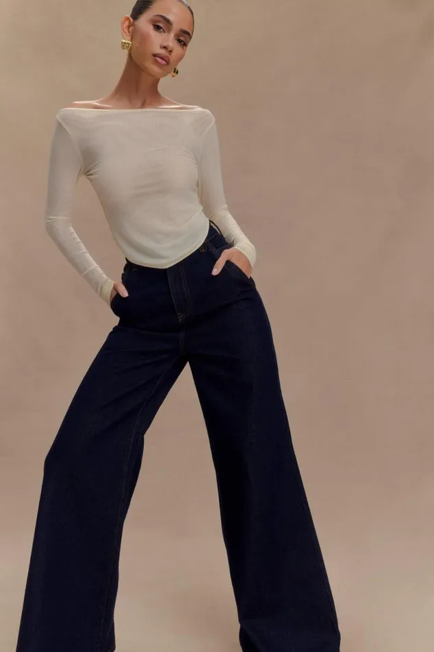 Women Meshki Tops Colette Boat Neck Mesh Top 8211 Ivory