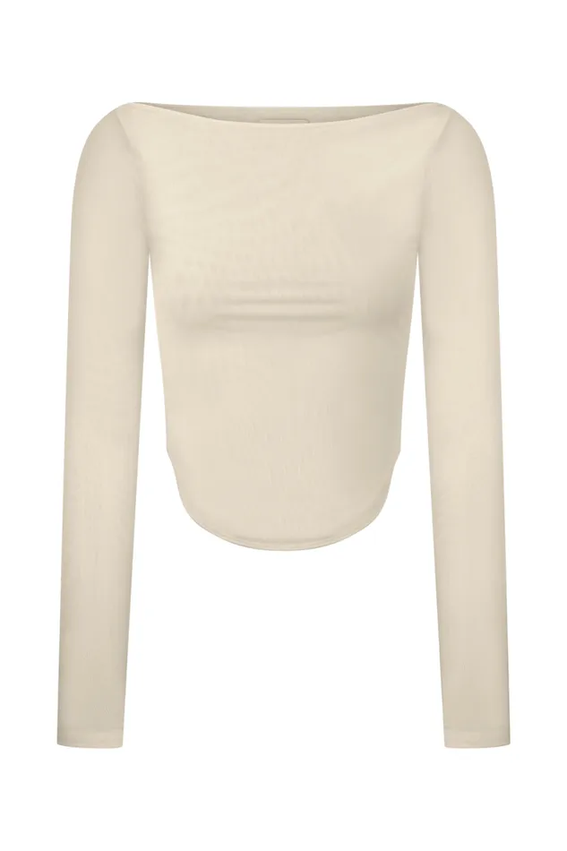 Women Meshki Tops Colette Boat Neck Mesh Top 8211 Ivory