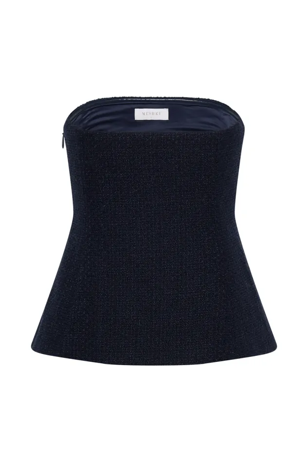 Women Meshki Tops Cyrus Strapless Boucle Top 8211 Navy