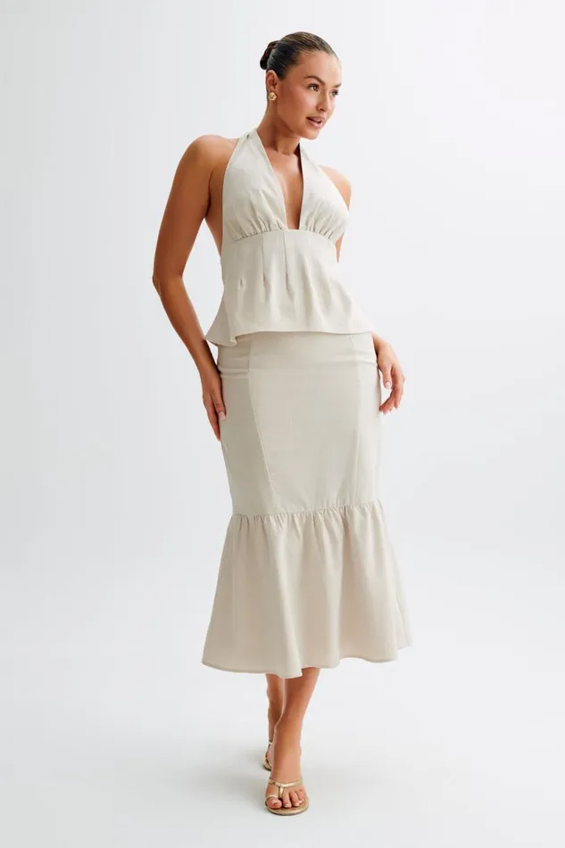 Women Meshki Tops Delfina Linen Halter Top 8211 Natural