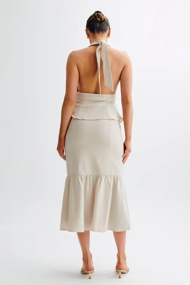 Women Meshki Tops Delfina Linen Halter Top 8211 Natural