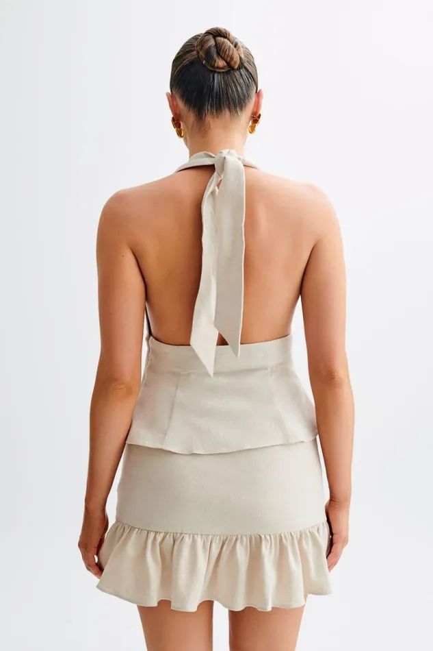 Women Meshki Tops Delfina Linen Halter Top 8211 Natural