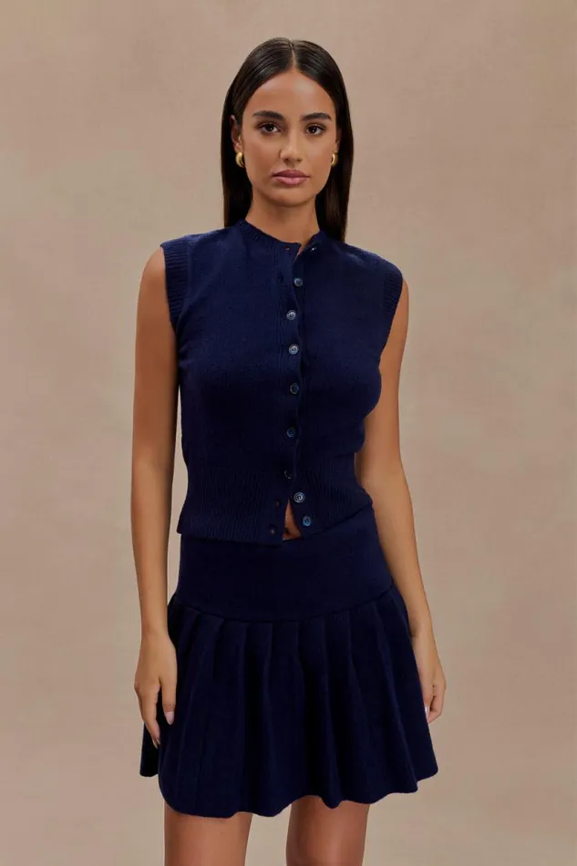 Women Meshki Tops Dionne Sleeveless Knit Vest 8211 Dark Navy