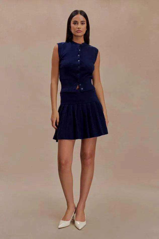 Women Meshki Tops Dionne Sleeveless Knit Vest 8211 Dark Navy