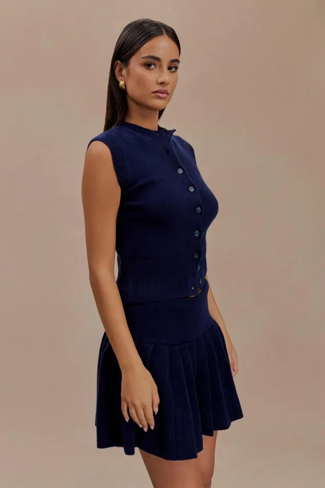 Women Meshki Tops Dionne Sleeveless Knit Vest 8211 Dark Navy
