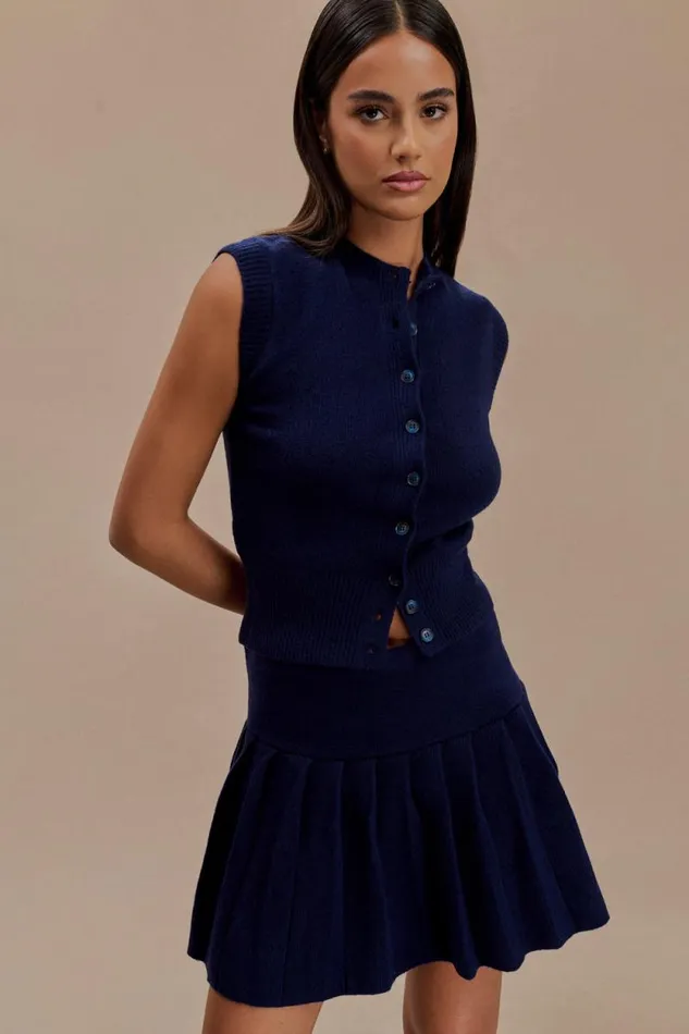 Women Meshki Tops Dionne Sleeveless Knit Vest 8211 Dark Navy