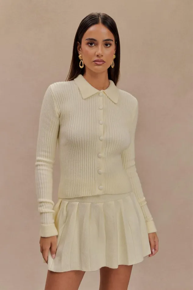 Women Meshki Tops Erin Long Sleeve Button Cardigan 8211 Ivory Marle