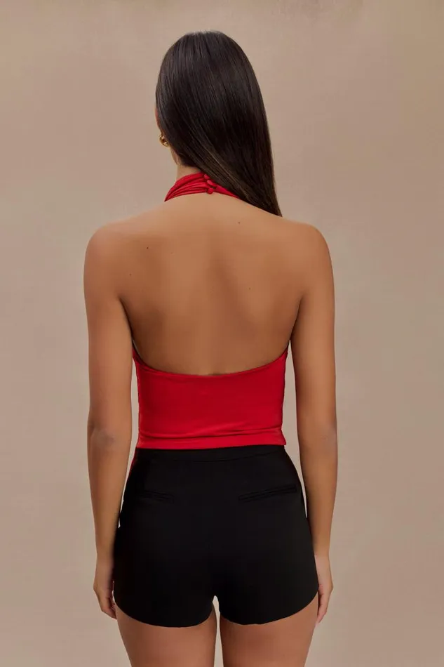Women Meshki Tops Federica Slinky Halter Neck Top 8211 Red