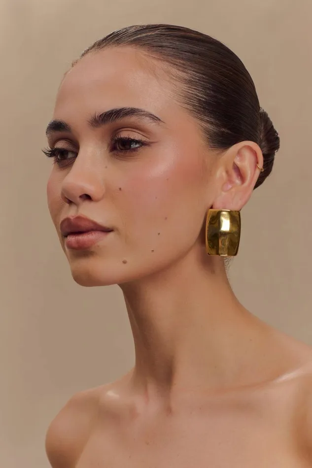 Women Meshki Tops Georgia Rounded Rectangular Earrings 8211 Gold