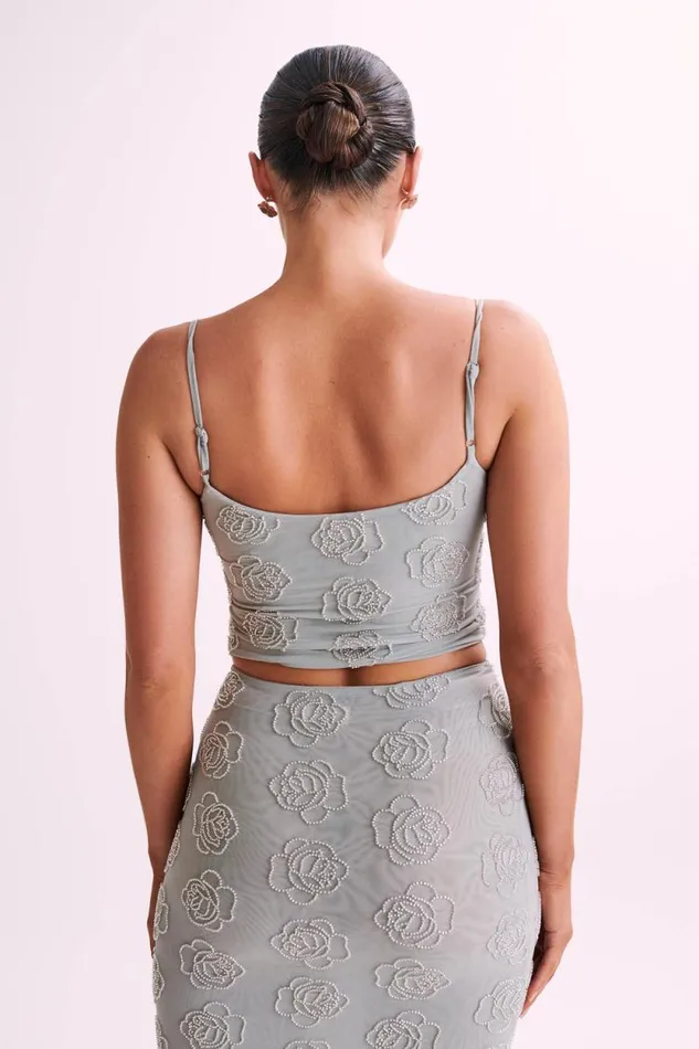 Women Meshki Tops Greta Rose Beaded Camisole 8211 Silver