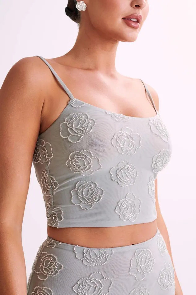 Women Meshki Tops Greta Rose Beaded Camisole 8211 Silver