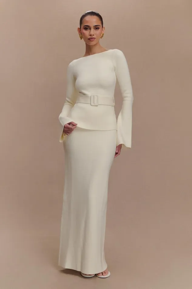 Women Meshki Tops Justine Belted Knit Top 8211 Ivory