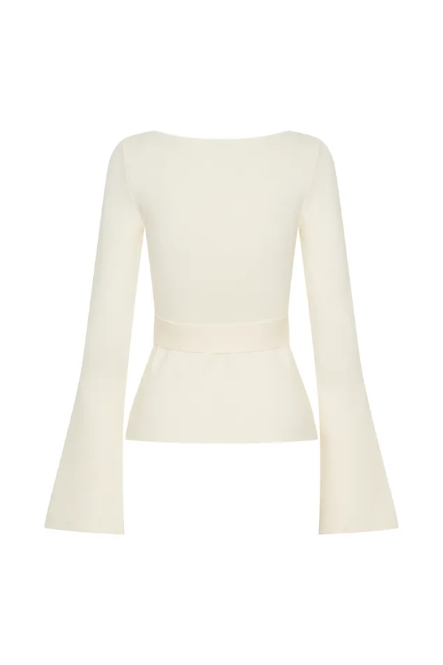 Women Meshki Tops Justine Belted Knit Top 8211 Ivory
