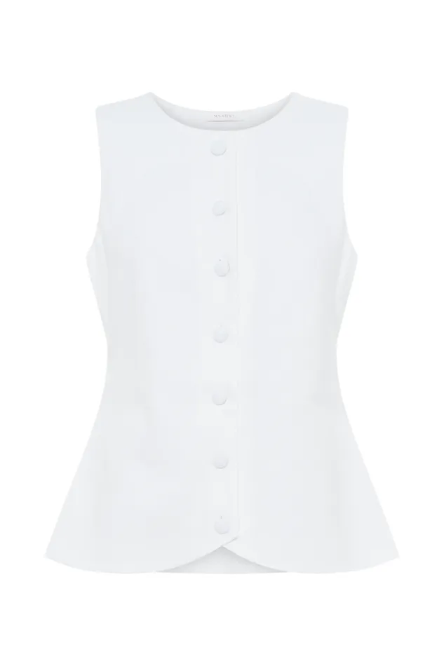 Women Meshki Tops Laurence Sleeveless Linen Longline Top 8211 White
