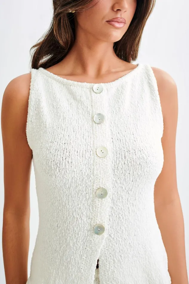 Women Meshki Tops Mackie Boucle Longline Vest 8211 White