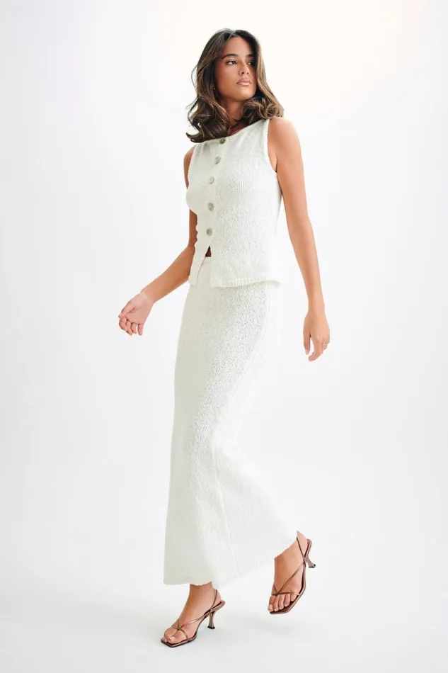 Women Meshki Tops Mackie Boucle Longline Vest 8211 White