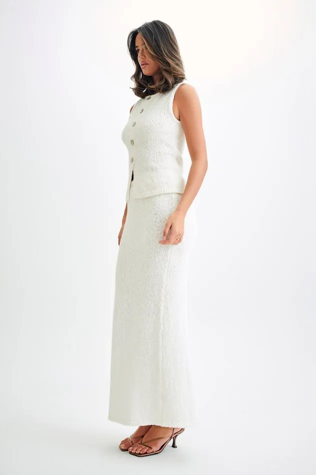 Women Meshki Tops Mackie Boucle Longline Vest 8211 White