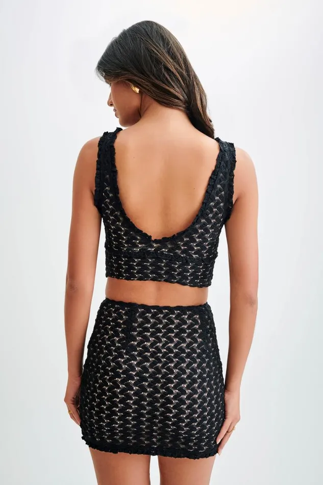 Women Meshki Tops Morgan Mesh And Lace Sleeveless Top 8211 Black