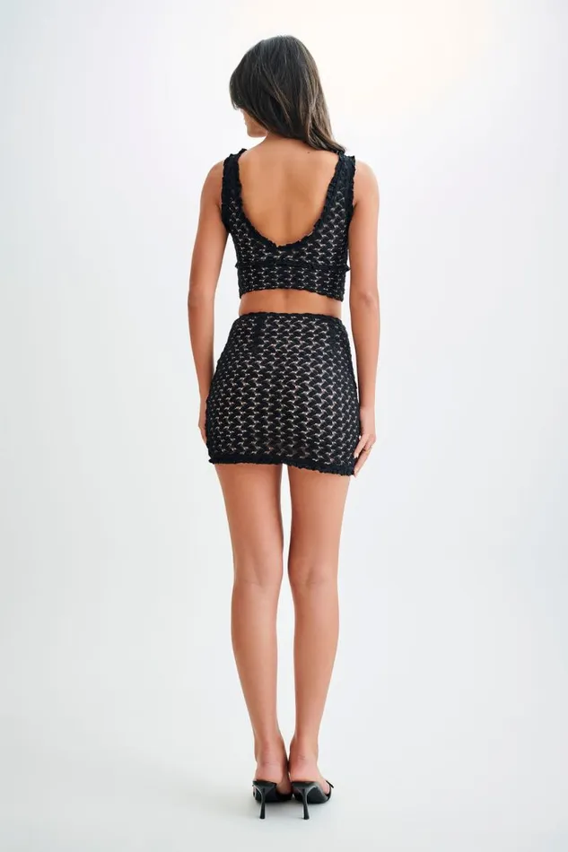 Women Meshki Tops Morgan Mesh And Lace Sleeveless Top 8211 Black