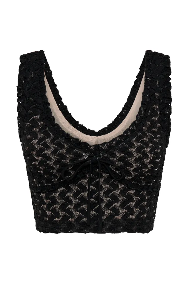 Women Meshki Tops Morgan Mesh And Lace Sleeveless Top 8211 Black