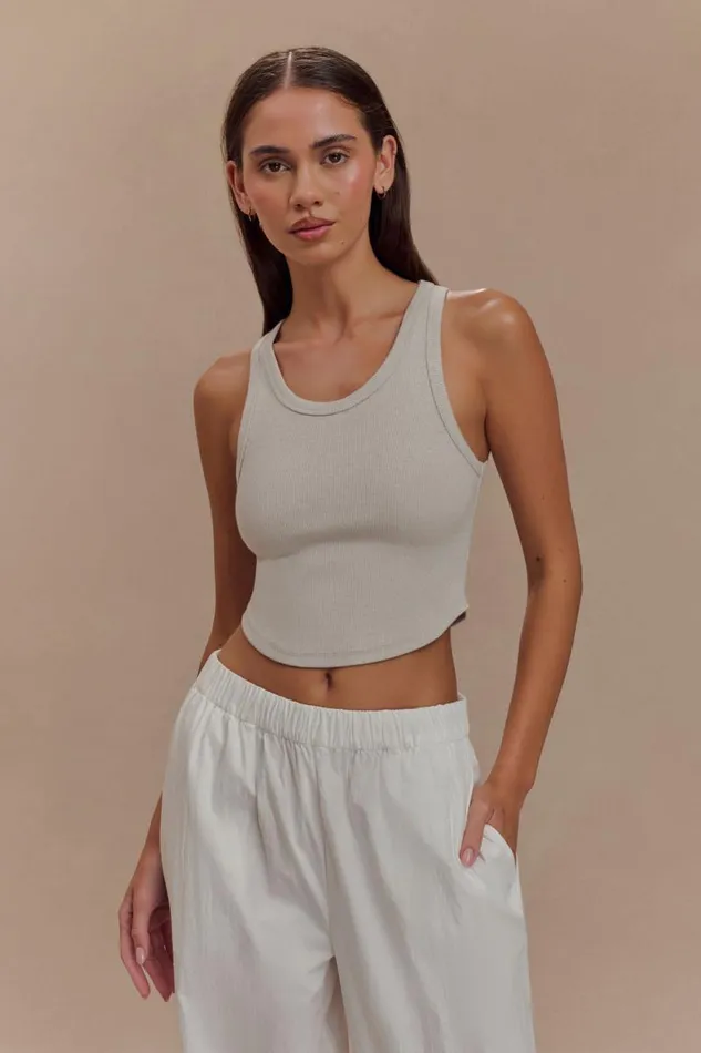 Women Meshki Tops Morgana Ribbed Tank Top 8211 Grey Marle