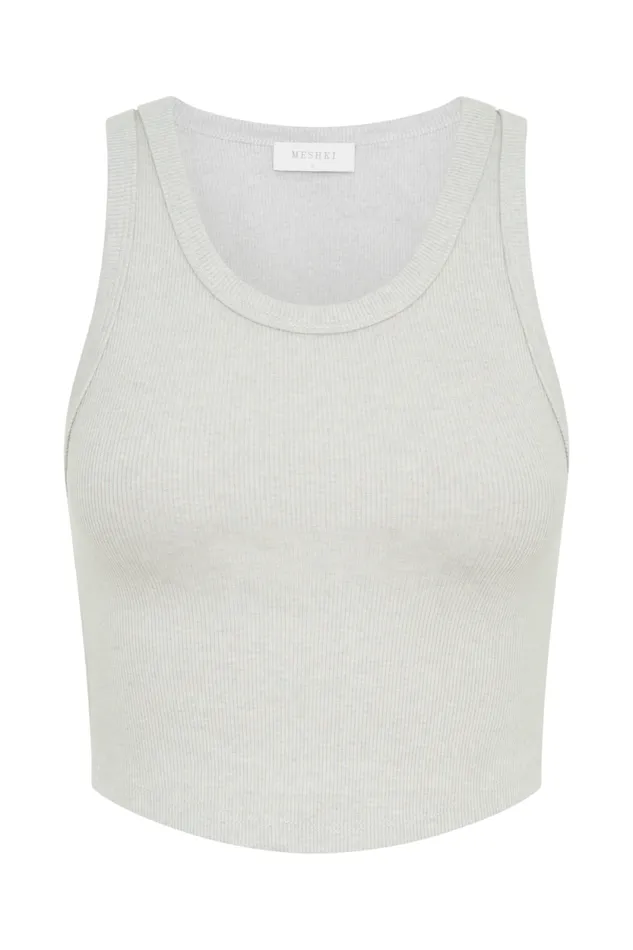 Women Meshki Tops Morgana Ribbed Tank Top 8211 Grey Marle