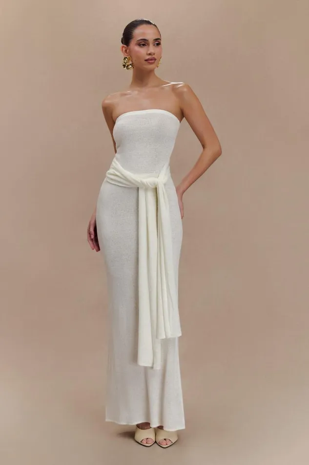 Women Meshki Tops Phoebe Strapless Tie Knit Top 8211 Ivory