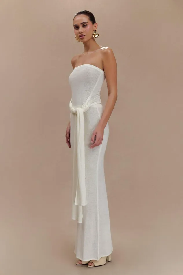 Women Meshki Tops Phoebe Strapless Tie Knit Top 8211 Ivory