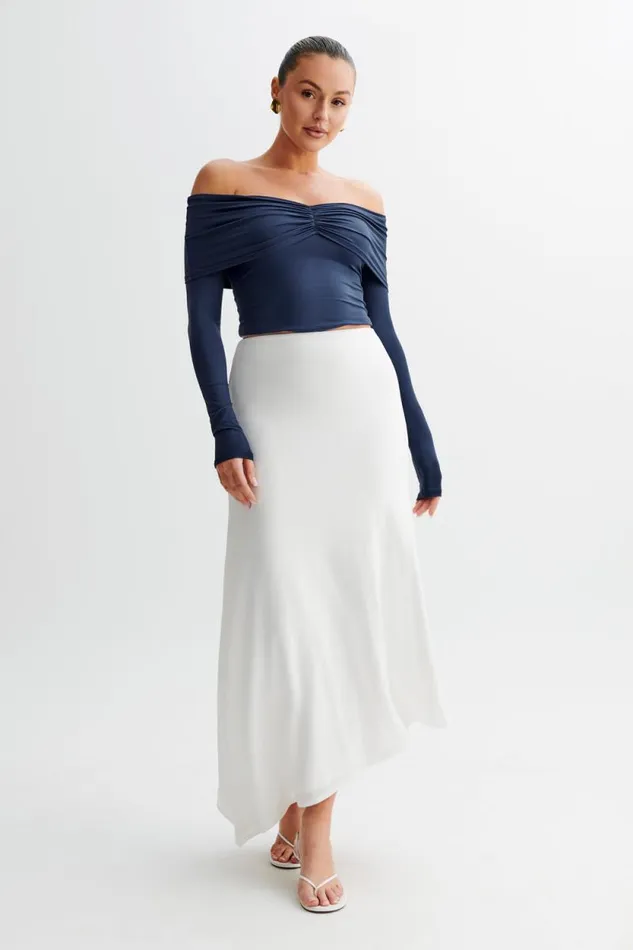 Women Meshki Tops Prue Ruched Off Shoulder Long Sleeve Top 8211 Navy