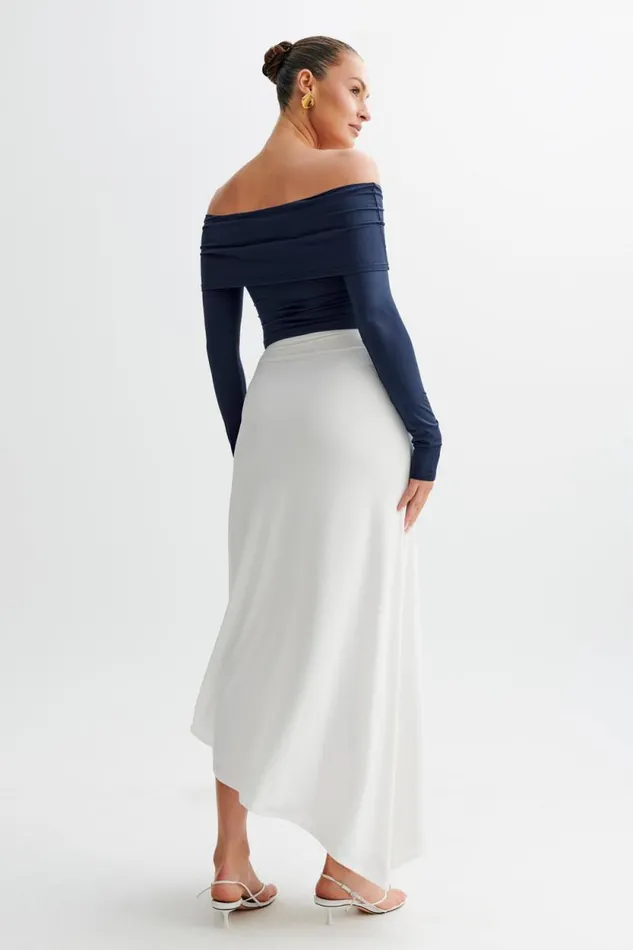 Women Meshki Tops Prue Ruched Off Shoulder Long Sleeve Top 8211 Navy