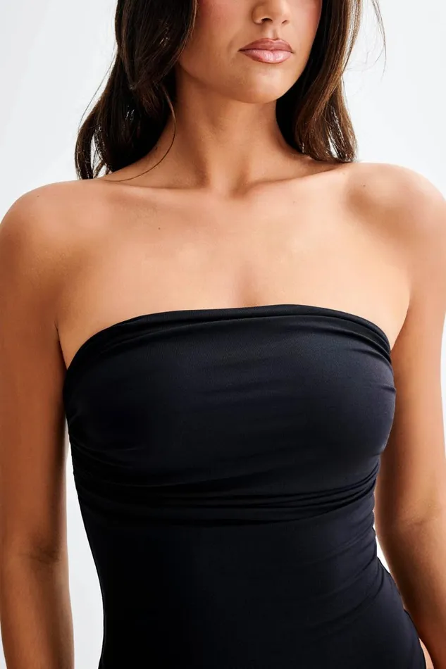 Women Meshki Tops Romina Recycled Nylon Ruched Bodysuit 8211 Black