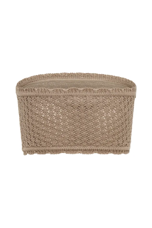 Women Meshki Tops Serina Knit Crop Top 8211 Taupe