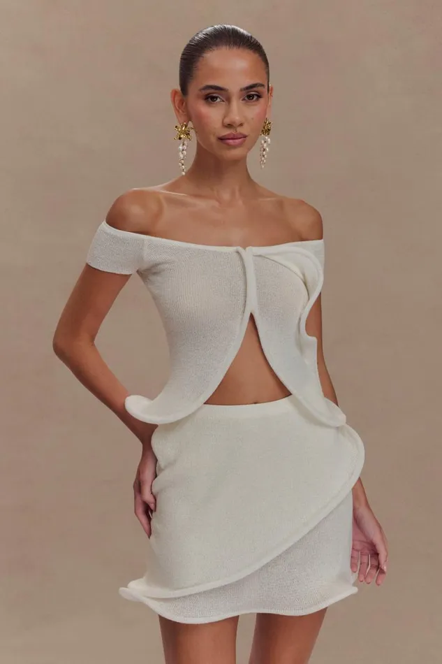 Women Meshki Two Piece Sets Haisley Off Shoulder Knit Top 8211 Ivory