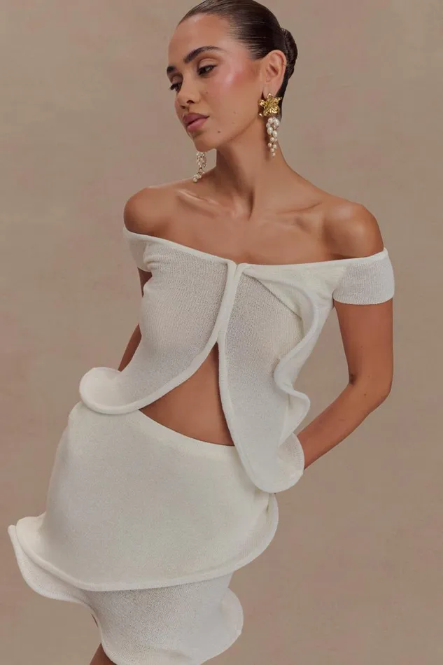 Women Meshki Two Piece Sets Haisley Off Shoulder Knit Top 8211 Ivory