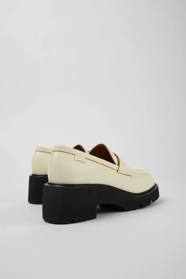 Women Milah White Leather Loafers Camper Formal Shoes