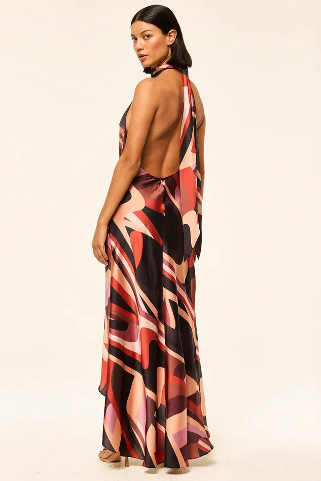 Women MISA Los Angeles Dresses FIORE DRESS Canyon Stripe Satin