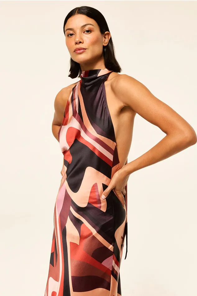 Women MISA Los Angeles Dresses FIORE DRESS Canyon Stripe Satin