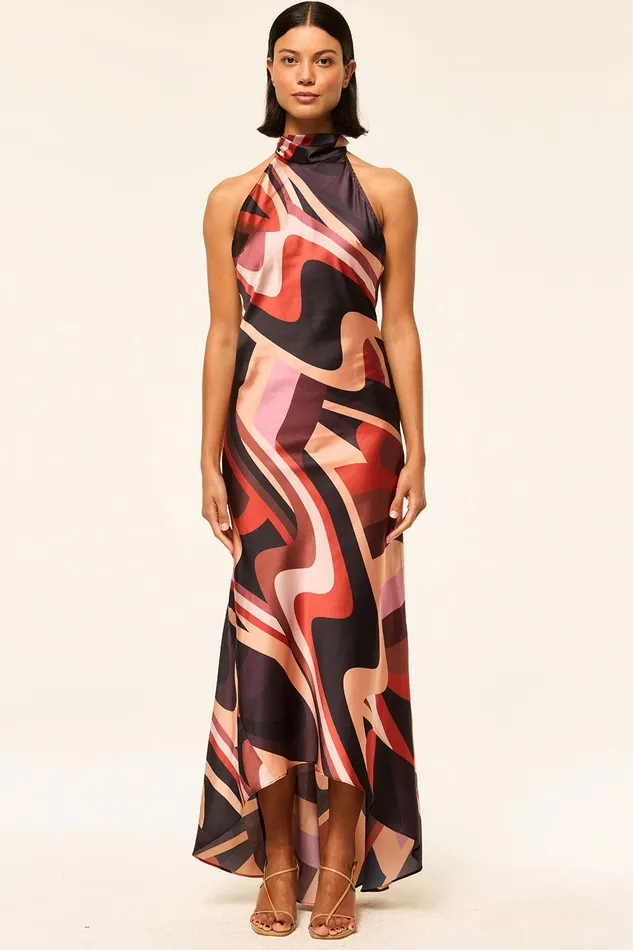 Women MISA Los Angeles Dresses FIORE DRESS Canyon Stripe Satin