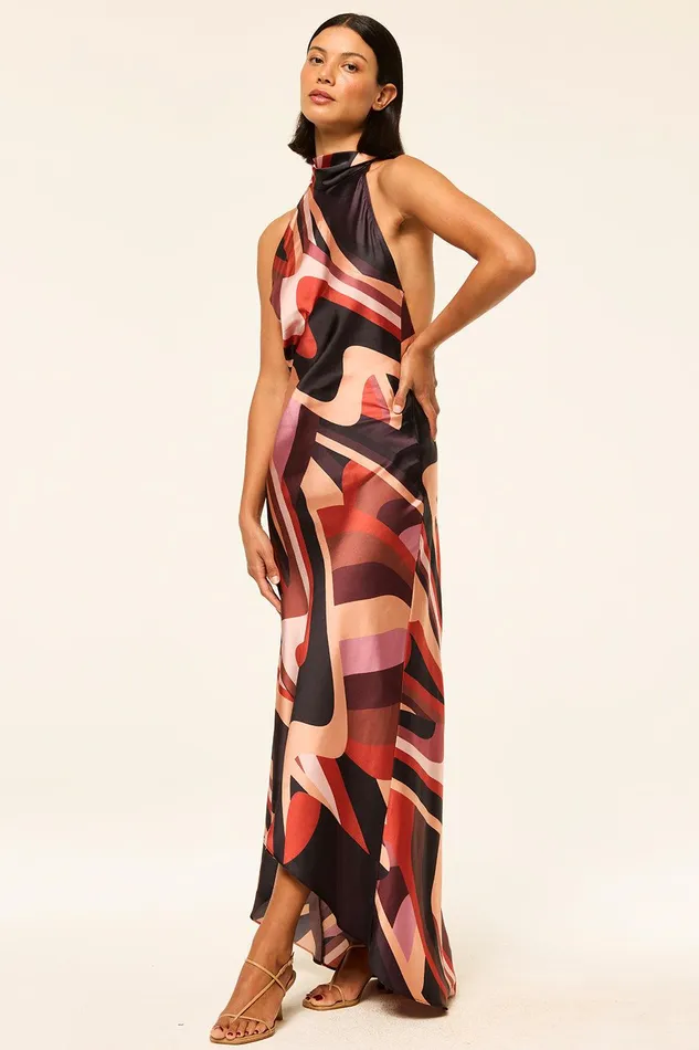 Women MISA Los Angeles Dresses FIORE DRESS Canyon Stripe Satin