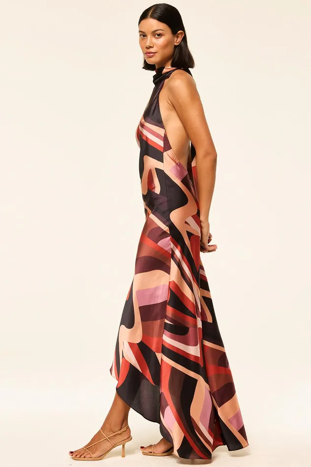 Women MISA Los Angeles Dresses FIORE DRESS Canyon Stripe Satin