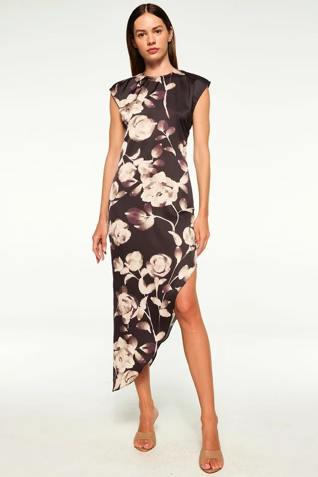 Women MISA Los Angeles Dresses LYDIA DRESS Faded Rose Satin