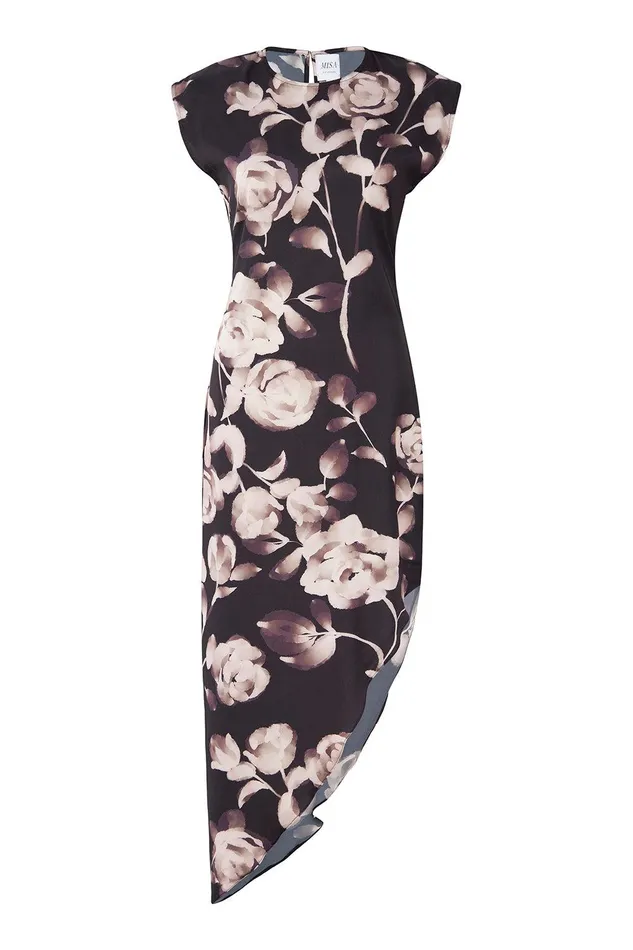 Women MISA Los Angeles Dresses LYDIA DRESS Faded Rose Satin