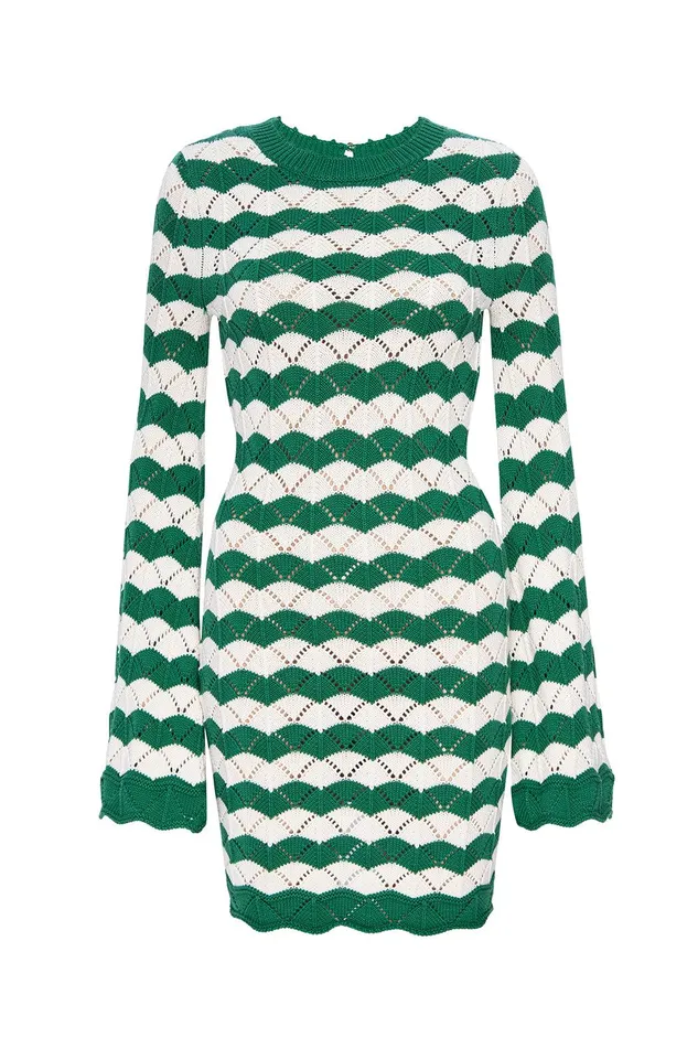 Women MISA Los Angeles Knits EVELIN DRESS Emerald Stripe