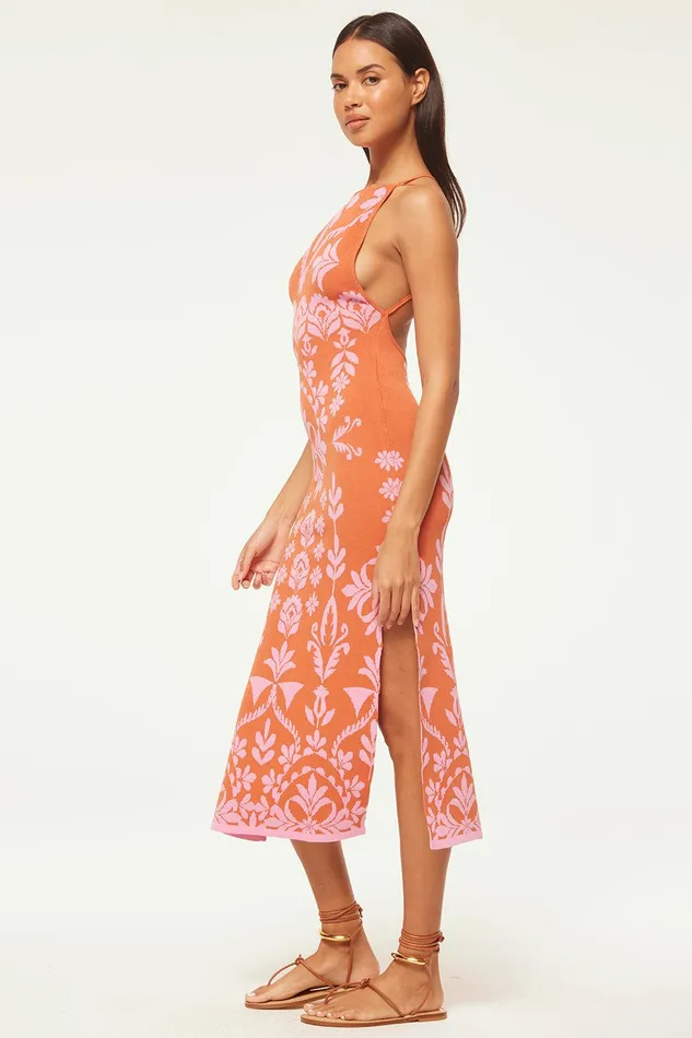 Women MISA Los Angeles Knits MIRA DRESS Pink Flora Santiago