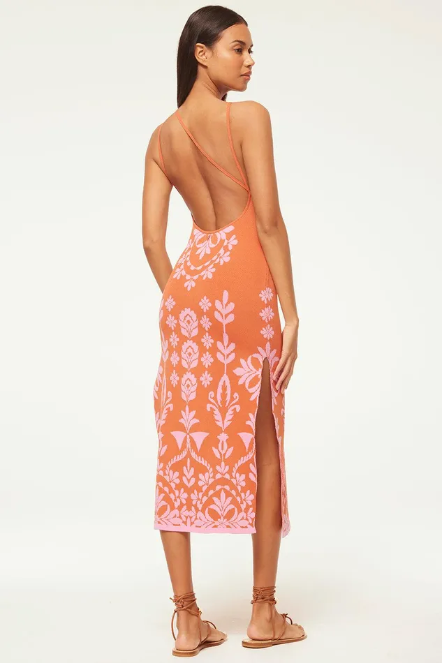 Women MISA Los Angeles Knits MIRA DRESS Pink Flora Santiago