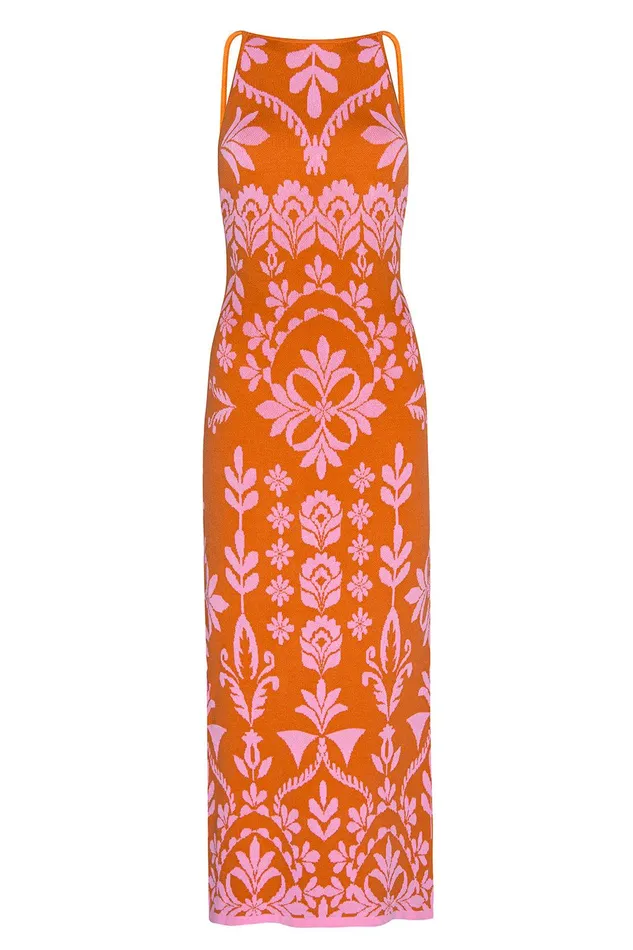 Women MISA Los Angeles Knits MIRA DRESS Pink Flora Santiago