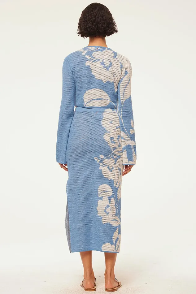 Women MISA Los Angeles Matching Sets DARA SKIRT Blue Hibiscus Flora