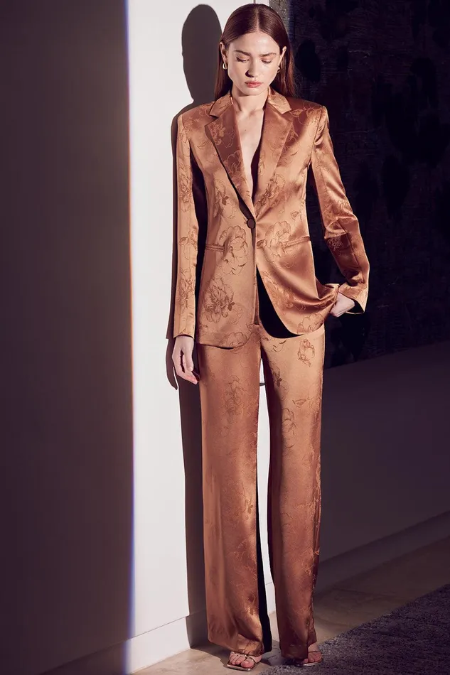 Women MISA Los Angeles Matching Sets LAUREN BLAZER Straw Jacquard