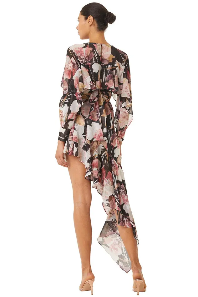 Women MISA Los Angeles Matching Sets SKY SKIRT Flora Tropical Black