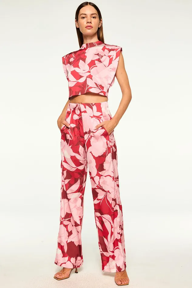 Women MISA Los Angeles Pants RITA PANT Flora Rosada Satin
